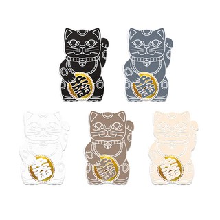 好物良品 開運招財繽紛Lucky Neko燙金靜電貼紙 5張, 小人退散 黑色 + 灰色 + 白色 + 棕色 + 米色