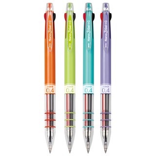 JAVAPEN Nano3 Gel&C 多色筆 0.4mm 4支, 萊姆綠 + 薄荷綠 + 薰衣草紫 + 橘色, 1組
