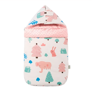 我家寶貝 嬰幼兒純棉防驚跳豆豆絨睡袋 加厚新生兒抱被含保暖披肩