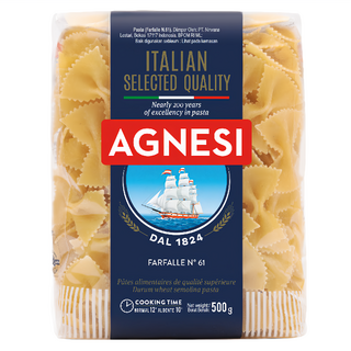 AGNESI 義大利 蝴蝶麵 NO.61, 500g 杜蘭小麥粉, 1包