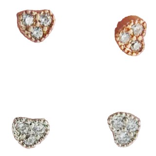 耀眼美人 銀色玫瑰金微觀心鑽鋯石鑽養耳棒鈦閃耀 鈦鋼耳環, 銀色,玫瑰金