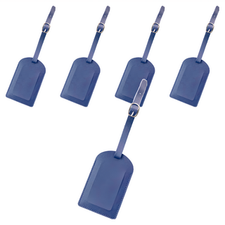 葉子小舖 行李掛牌 皮革行李吊牌 5個 深藍色 行李箱吊牌, 11.1 x 7cm 繩長11cm