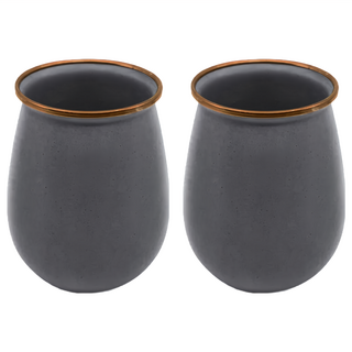 BAREBONES CKW-386 琺瑯不倒翁杯, 石灰色, 2個