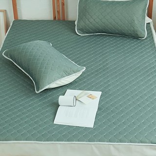 BUHO 布歐 沁透涼爽可水洗抗菌乳膠涼墊枕套3件組, 涼感墊 + 枕套 2個, 瓦松綠