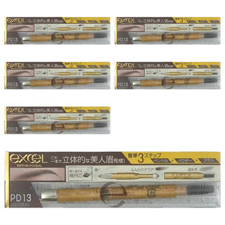 日本 excel 3合1持久造型眉筆, PD13亞麻灰, 6支