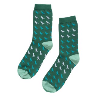 in Blooom 印花樂 緹花中長襪 台灣八哥 森林綠 台灣製, 24~27cm