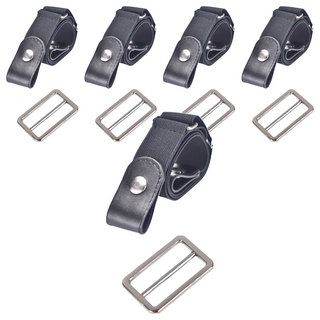 隱形皮帶 Set 5條, 彈力鬆緊, 長度可控, 復古黑, 58~110 x 3cm 日字扣4 x 2.5cm