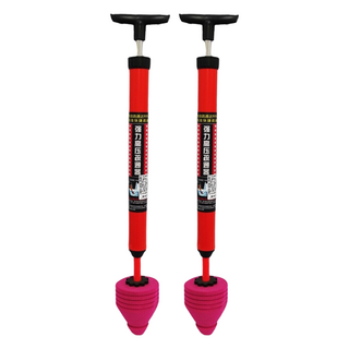 馬桶疏通器 2入, 柔軟堵頭不傷馬桶，高壓氣筒省時省力，一拉一推輕鬆疏通, 橙色, 62cm