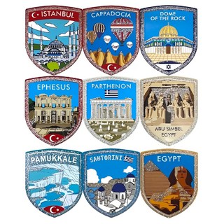 A-ONE 日本 旅遊玻璃靜電貼紙 國家地標系列 6x7.5 cm 9張一組, 五彩蔥