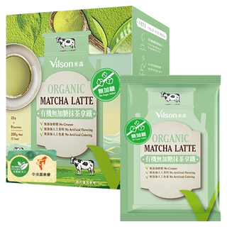 Vilson 米森 有機無加糖抹茶拿鐵, 25g, 8包, 1盒
