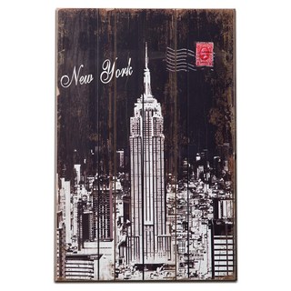 OPUS LOFT 純真年代 仿舊木板畫, 美國帝國大廈 無框畫 掛畫擺飾, 40 x 60cm