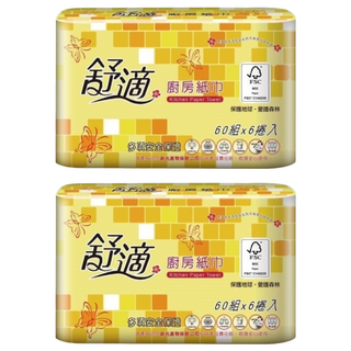 舒適 廚房紙巾 6捲, 2包