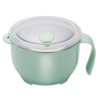 新304不鏽鋼瀝水泡麵碗組 900ml+兩用叉勺 蘋果綠, 1組