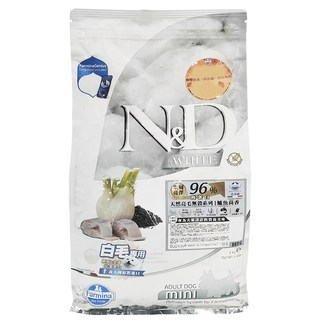 N&D 全齡犬 天然亮毛無穀系列 白毛眼周亮澤乾飼料, 鱸魚茴香, 2kg, 1袋
