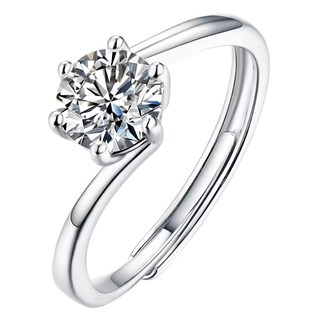 CF Diamond 女戒 莫桑鑽 璇愛, 最高等級D色 FL淨度 3EX切工, 八心八箭邱比特比利時切工, S925銀材質, 1克拉, 銀色
