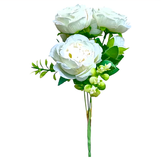 FLORAL M 仿真花 花中之王牡丹花 優雅白 1支 居家裝飾