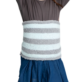 GIAT 吉亞特 棉花糖超細棉柔萊卡彈力保暖肚圍, 灰藍條紋, 15-29吋, 台灣製造, 1件