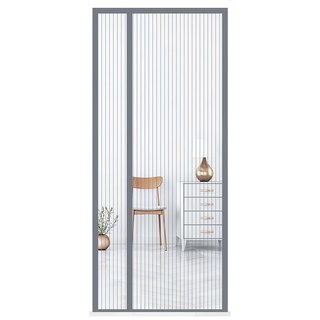 魔術貼防蚊門簾，金剛網，灰色/咖啡色，寬90CM*高210CM, 210 x 90cm, 金剛網灰色