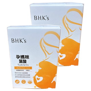 BHK's 孕媽咪葉酸錠 599微克 維生素B12 緩釋型錠劑 純素可食, 90顆, 2盒