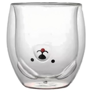 AWANA 可愛動物雙層玻璃杯 240ml, 狗狗, 1個