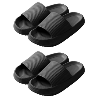 超厚底拖鞋 2雙, EVA材質, 整體防水, 防滑耐磨, 240mm, 黑色