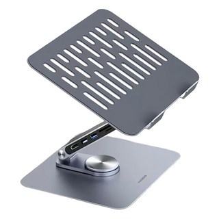 HAGiBiS 海備思 8合一多功能 360度旋轉 筆電擴充器/散熱支架 鋁合金材質 深空灰 支援HDMI 4K/60Hz USB3.0 SD/TF讀卡, 1個