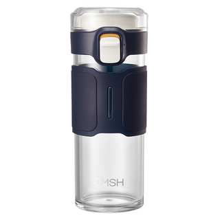 CMSH 可漾 都會風尚 Tritan 鎖扣彈蓋透明翻蓋泡飲杯 450ml, 1個, 碧泉藍