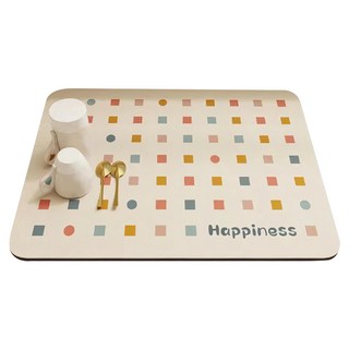 珪藻泥吸水桌墊 瀝水墊, 吸水PU材質, 隔熱防燙, 60 x 50cm, 繽紛幾何, 1個