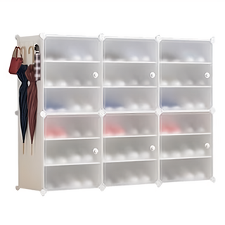 側開式 3列 組合鞋櫃, 白色, 1組