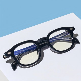 BEIMA 中性款 輕量精品復古時尚 透明眼鏡框 9000 黑色 XXL, 長度147mm + 鏡片橫向57mm + 鏡片縱向45mm