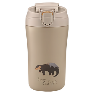 BLACK HAMMER 珍愛寶貝陶瓷真空不鏽鋼雙飲杯, 彈跳開蓋設計 內附吸管 直飲設計 台灣動物系插畫, 穿山甲, 540ml, 1個