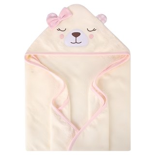 HUDSON BABY 新生兒浴包巾, 粉領結白熊 白色, 1條