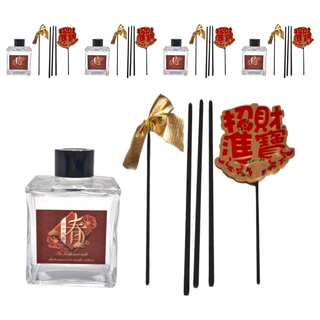 QIDINA 箔金招財香氛珪藻土擴香瓶, 英國小蒼蘭, 200ml, 5瓶