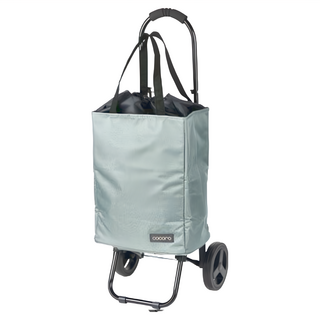 cocoro 2WAY手提收納折疊推車 購物袋可拆卸使用 耐重高達22kg 靜音防滑輪設計, 閃耀灰, 1個