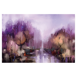 24mama掛畫 單聯式 森林湖泊 藝術繪畫 抽象無框畫, 60 x 40cm, 秋天樹木06