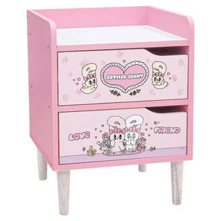 收納王妃 艾絲樂小兔 床邊櫃, 花園野餐 粉色, 1個