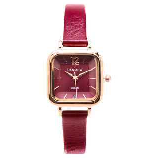 RADIANT STAR 璀璨之星 PANMILA寧靜窗光日期顯示花切玻璃方形真皮手錶 WPA0573 錶面大小2.3 x 2.3cm + 鏡面直徑1.8cm + 錶帶寬度0.7cm + 錶耳內寬1cm + 錶頭厚度0.7cm + 腕圍12~17cm