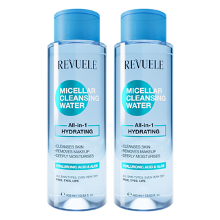 REVUELE 卸妝潔膚水 保濕型 全效合一 玻尿酸和蘆薈, 2瓶, 400ml