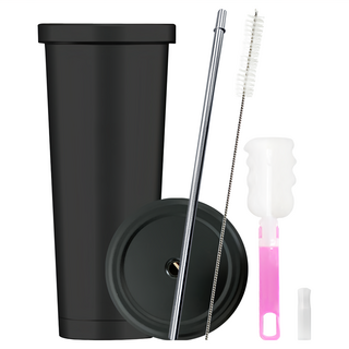 ark 大容量不鏽鋼真空保溫杯 Set, 黑色, 750ml, 1組