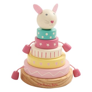 JoJo maman bebe 優質玩具/益智/積木/五感玩具 實木系列 小白兔疊疊樂, 多色, 1盒