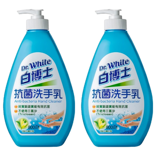 Dr.White 白博士 抗菌洗手乳, 無添加三氯沙, 清新玉蘭花香, 800g, 2瓶