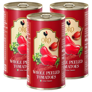 ORO 去皮整顆番茄罐頭 400g 義大利番茄製作, 3罐