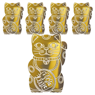 好物良品 開運招財繽紛Lucky Neko燙金靜電貼紙 5張, 金色