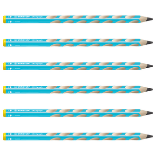 STABILO 思筆樂洞洞鉛筆左手2B(6支/盒) 人體工學設計 舒適握感 書寫流暢, 淺藍色