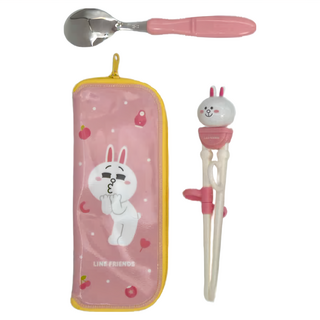 LINE FRIENDS 3D 立體學習筷餐具組 適用年齡: 3歲以上, 兔 粉色, 1組