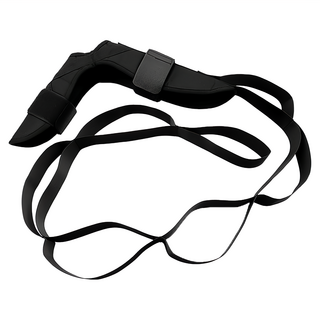 久坐族必備腿部拉筋伸展帶 男女通用 親膚布料 魔術貼繃帶 多檔位拉伸 彈力舒適 透氣吸汗, 22 x 13cm 展開140cm, 黑色, 1個