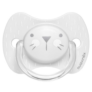 Suavinex 蘇維妮 Hygge 優質矽膠一字型奶嘴, 0~6個月, Whisker Grey, 1個