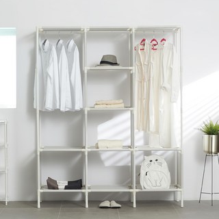 MF MAGIC HOUSE 組合式3排掛衣架, 25直徑管, 150 x 50 x 193cm, 淺灰色