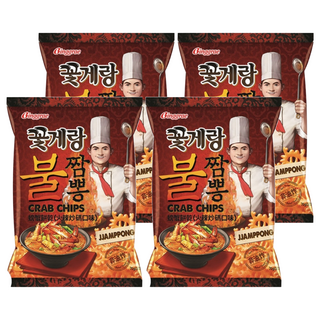 Binggrae 螃蟹餅乾 火辣炒碼口味, 韓國原裝進口, 韓國國民餅乾, 非油炸, 70g, 4包