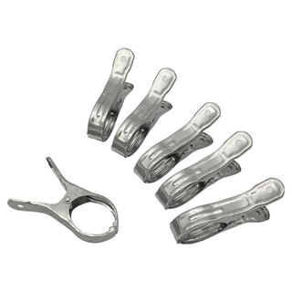 生活King 金晶大被夾 6個入 防風曬衣夾, 1組, 不鏽鋼銀